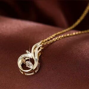18K Gold Phoenix Heart Diamond In Motion Pendant Necklace